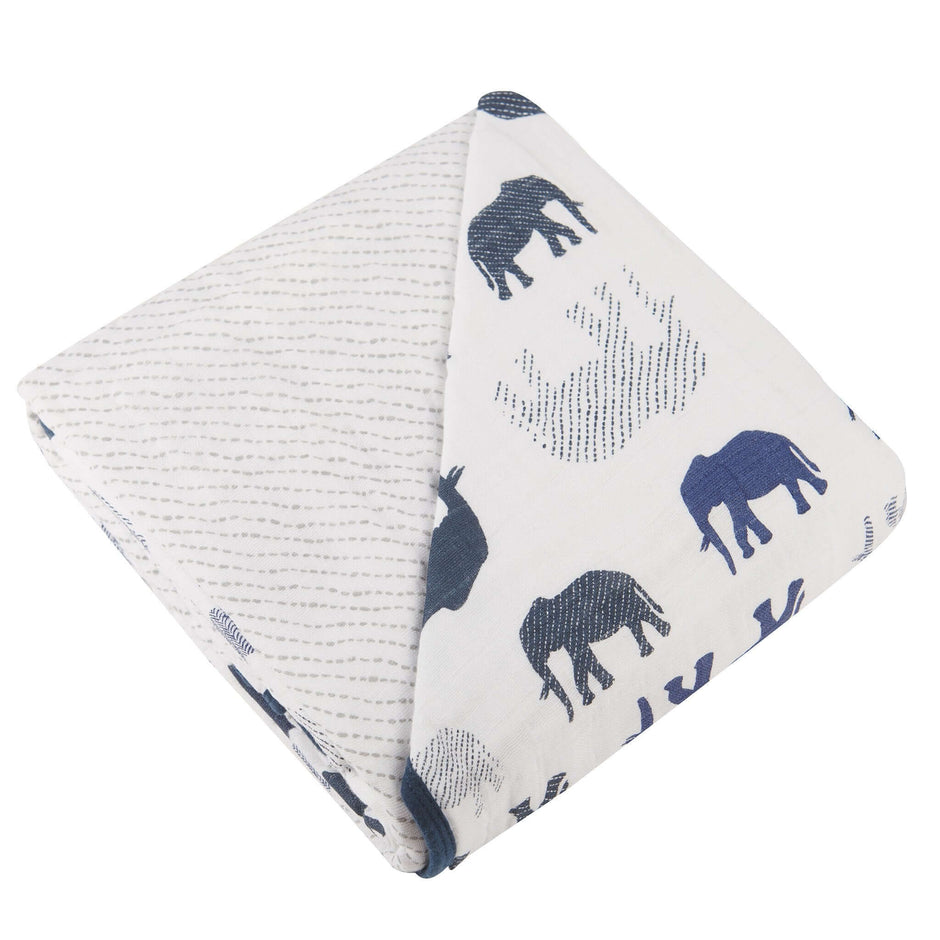 Blue Elephants Blanket featuring playful elephant patterns, perfect for cozying up with your loved ones.
