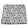 Blue elephants blanket featuring various elephant patterns on a neutral background, perfect for décor and comfort.