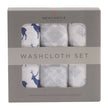 Blue Deer Washcloth 3PK featuring adorable deer designs and soft muslin fabric, perfect for bath or skincare routines.
