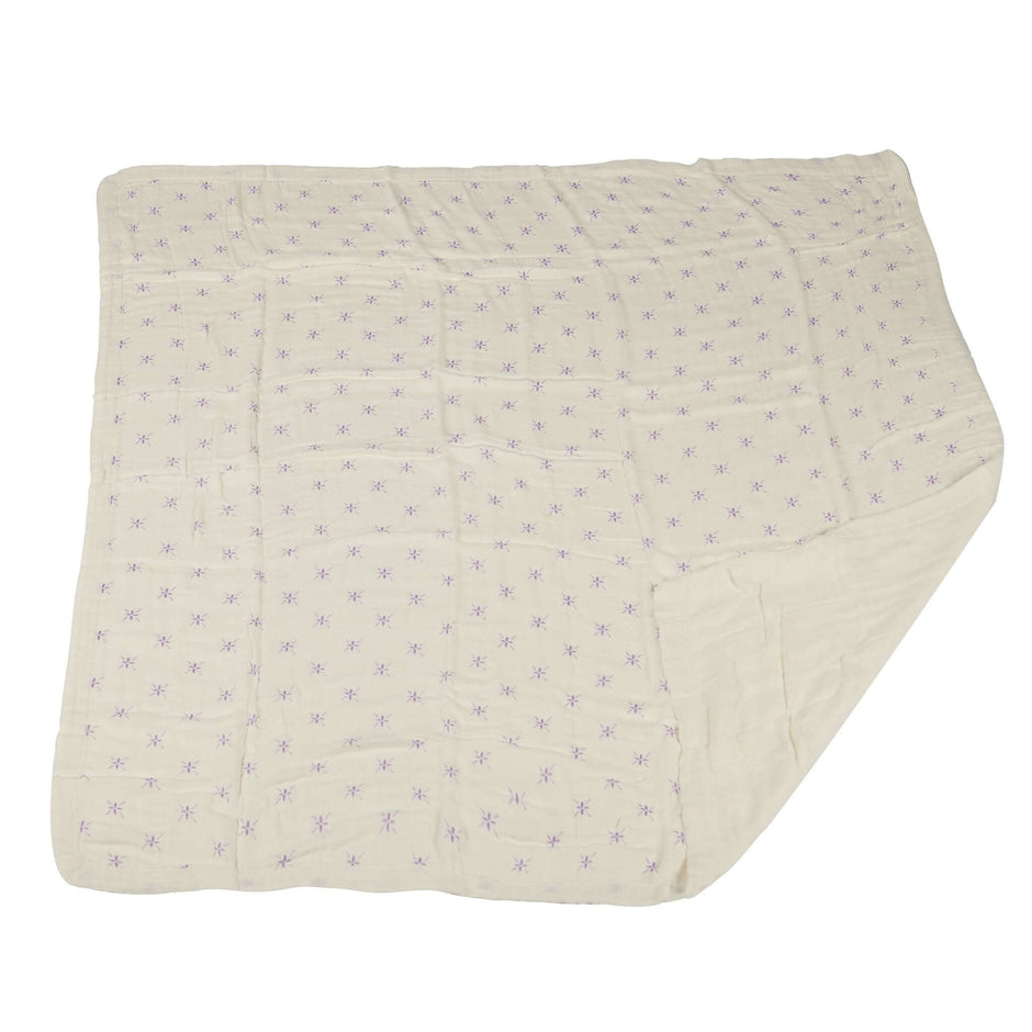 Watercolor Star Blanket featuring a soft, patterned fabric with delicate purple stars, ideal for cozy warmth and style.