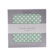 Jade Polka Sheet featuring white polka dots on a mint green background, perfect for crib bedding.