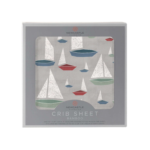 Bamboo Muslin Crib Sheet for Sweet Dreams: Marina Sailboats Design