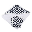 Moroccan Blue Towel Set featuring stylish black and white geometric patterns with soft and absorbent materials.
