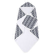 Moroccan Blue Towel Set featuring stylish geometric patterns in navy and white for luxurious bathroom décor.