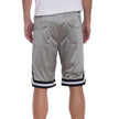 Men’s Gray Mesh Shorts with Zippered Pockets and Stripes