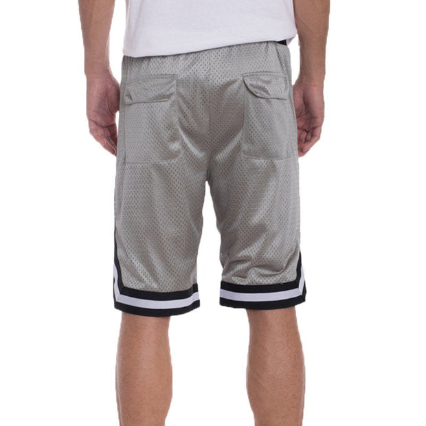 Men's Breathable Mesh Athletic Shorts - Comfortable Gray Shorts with Zippered Pockets