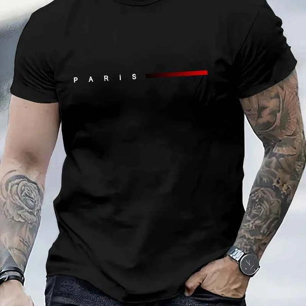 Paris Minimalist Logo T-shirt – Stylish Casual Wear for Men | Black & White Options