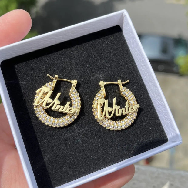 Winter Susan Name Hoop Earrings - Stylish Personalized Jewelry