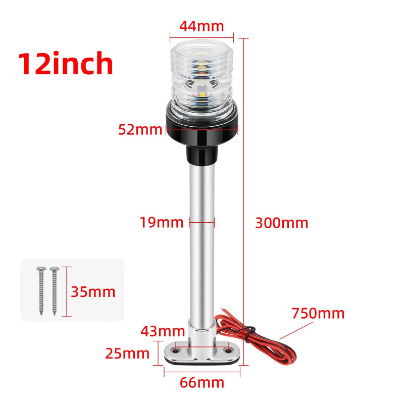 12V/24V Waterproof LED Marine Boat Navigation Light 180° Rotating Sailing Anchor Light