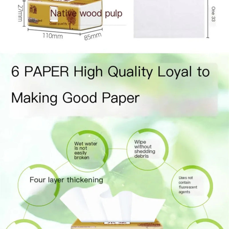 Yulu 5 Packs Drawing Paper Towels – Native Wood Pulp Thickened Extractable Facial Tissues