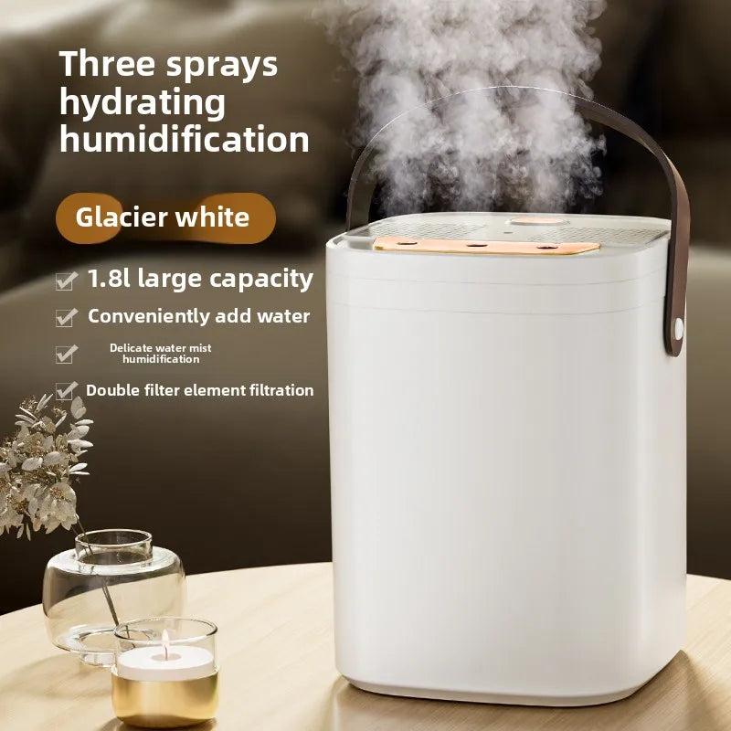 1.8L Large Capacity Humidifier with Three Nozzle Spray, Night Light & Double Filter Aromatherapy Mist Machine for Bedroom, Car & Home