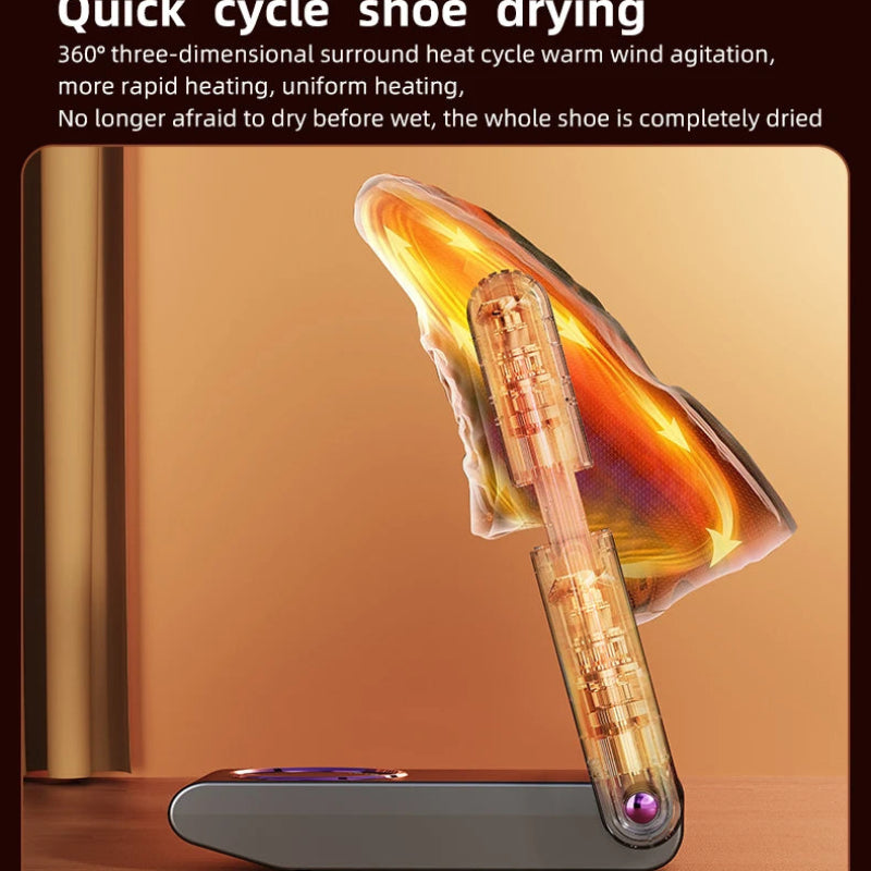 Foldable Electric Shoe Dryer Machine 220V, Intelligent Fast Heating Footwear Dryer with UV Sterilization & Deodorization