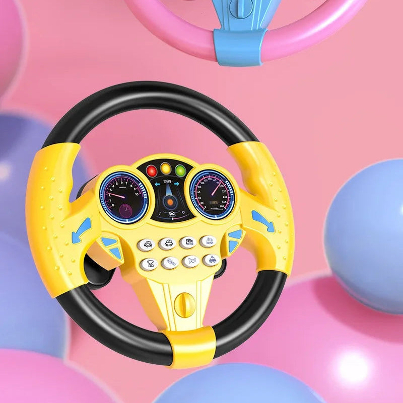 Infant Simulation Steering Wheel Toy with Light Sound Effects Kids Early Education Driving Toy for Stroller Car Play