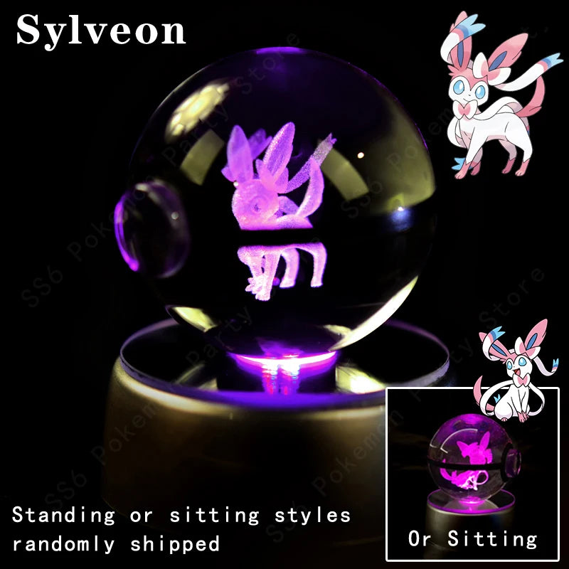 Pokémon 3D Crystal Ball Night Light with Color-Changing LED Base