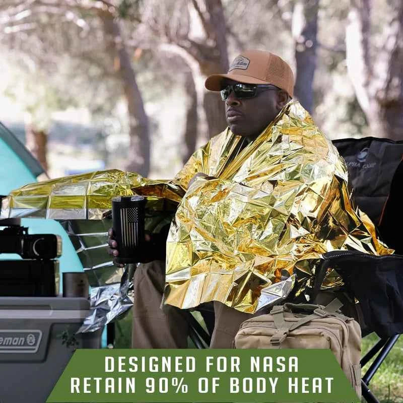 4-Pack Emergency Mylar Thermal Blanket Foil Space Blanket for Outdoor, First Aid, Camping & Hiking