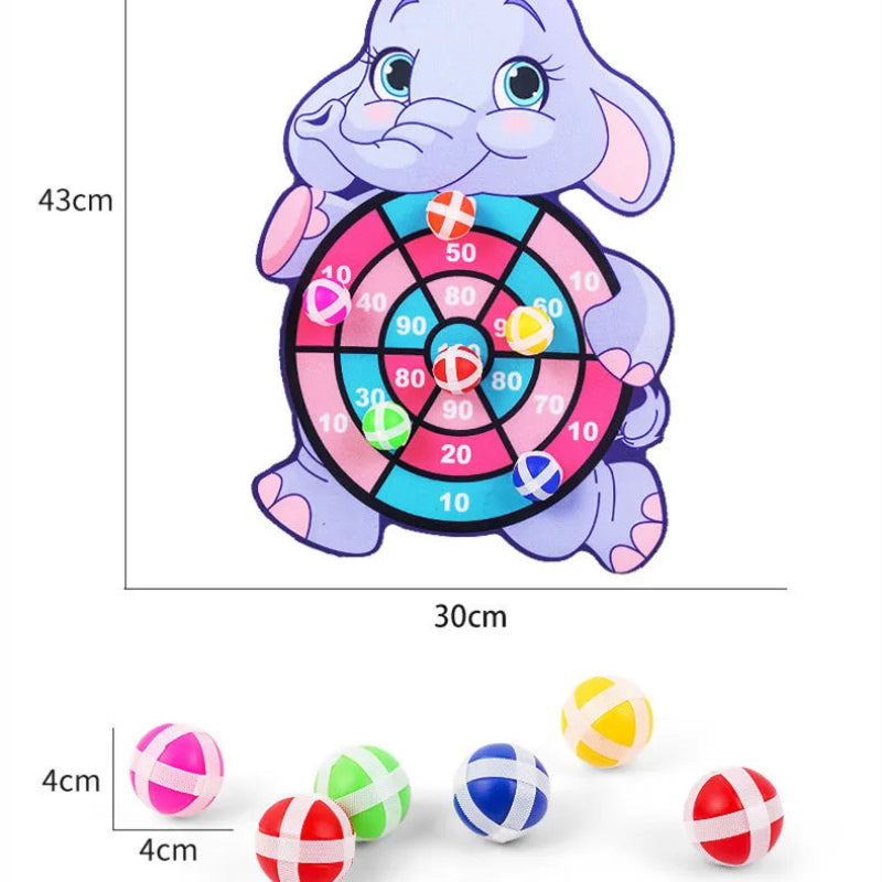 Montessori Cartoon Animal Dart Board Sticky Ball Game for Kids 2-4 Years Educational Interactive Toy Baby Family Indoor Activity