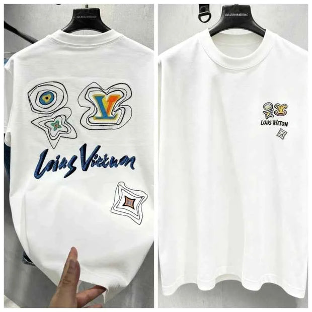Louis Vuitton Multicolor Graphic Crew Neck Short Sleeve T-Shirt – Black & White