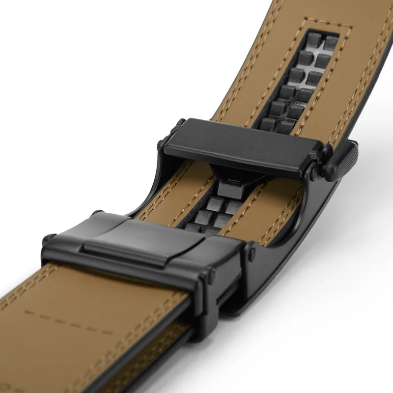 2PCS Black Leather Belt with Stylish Metal Buckle