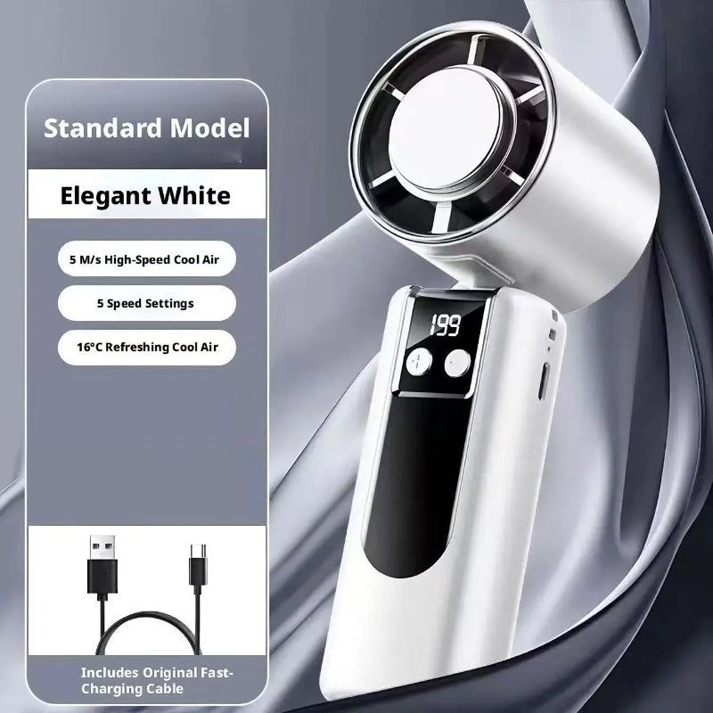 199-Speed Portable Turbo Handheld Fan with Semiconductor Ice Cooling, Digital Display & Type-C Charging