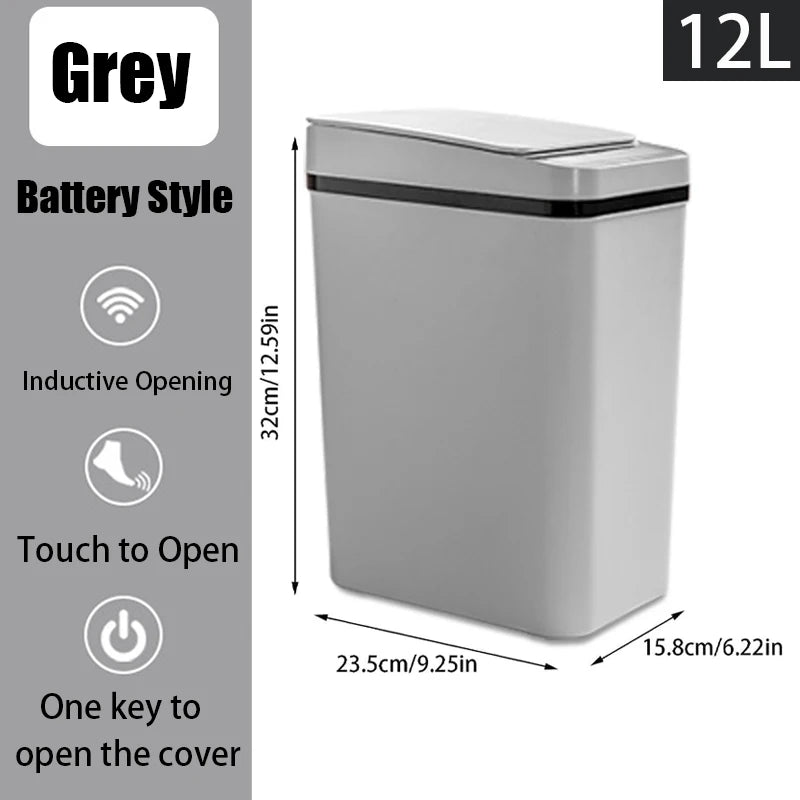 12L Smart Motion Sensor Trash Can with Automatic Lid – Touchless Waste Bin for Bathroom & Kitchen