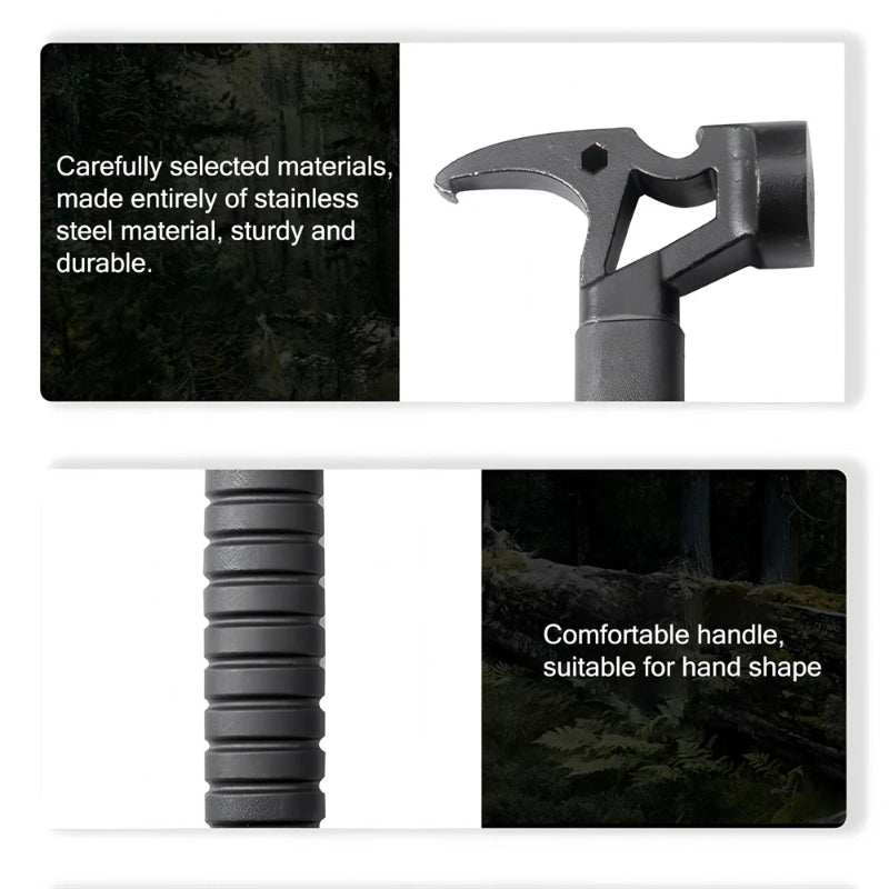 1/6/7-Piece Stainless Steel Multifunctional Camping Hammer and Tent Peg Set with Stake Puller