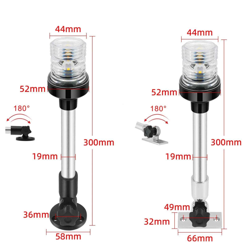 12V 24V Sailing Signal Light Boat Navigation Light Fold Down 360 Degree LED for Yacht Marine Anchor Light Boat Accessories