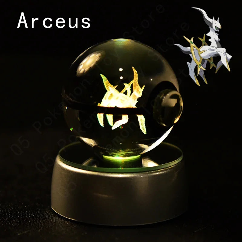3D Pokémon Crystal Ball 5cm with Multicolor LED Base