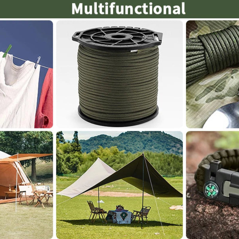650LB Paracord 100M 9 Core 4mm Military Tactical Parachute Rope Spool for Outdoor Survival, Camping & DIY Projects