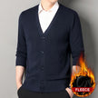 FLEECE Men's Smart Casual V-Neck Button Knit Cardigan Sweater – Long Sleeve