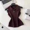 Colorful Zip-Up Collar Knit Tops by Sing Reiny
