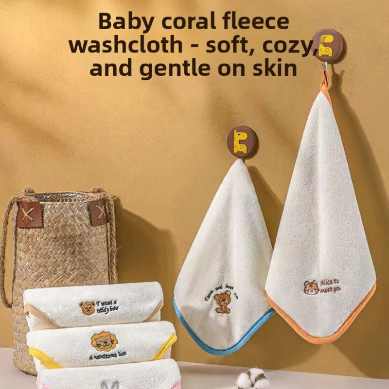5pcs Baby Coral Fleece Towel Set 25x25cm Soft Newborn Face & Drool Towels