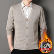 FLEECE Men's Smart Casual V-Neck Button Knit Cardigan Sweater – Long Sleeve