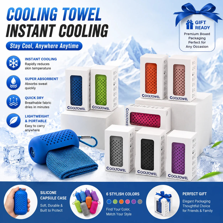 Cooling Towel with Silicone Capsule Case for Gym Running Travel and Outdoor Activities