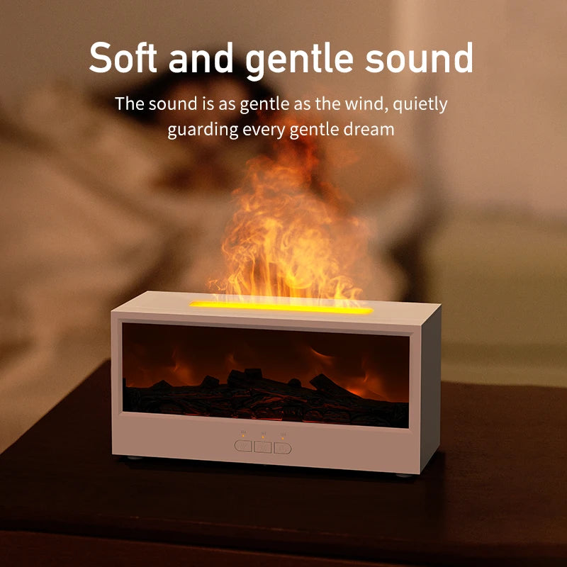 VISSKO Creative Fireplace Air Humidifier with LED Flame Light, Aroma Essential Oil Diffuser, Remote Control & Auto-Off Function