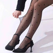 1 Piece Heart Print Black Sheer Pantyhose, Spring Summer Ultra-Thin Tights for Women, Sexy Slimming, Anti-Snag & Breathable, Int