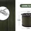 650LB Paracord 100M 9 Core 4mm Military Tactical Parachute Rope Spool for Outdoor Survival, Camping & DIY Projects