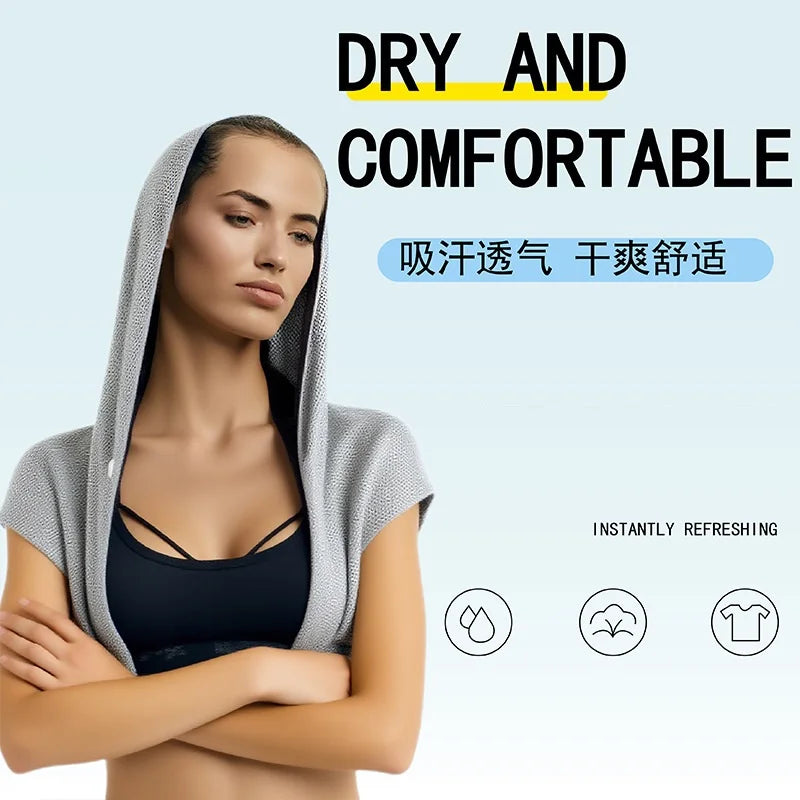 Cooling Hoodie Towel UPF50+ Sun Protection – Quick Drying Cooling Head & Neck Wrap for Sports, Gym & Outdoor Activities