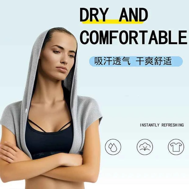 Cooling Hoodie Towel UPF50+ Sun Protection – Quick Drying Cooling Head & Neck Wrap for Sports, Gym & Outdoor Activities