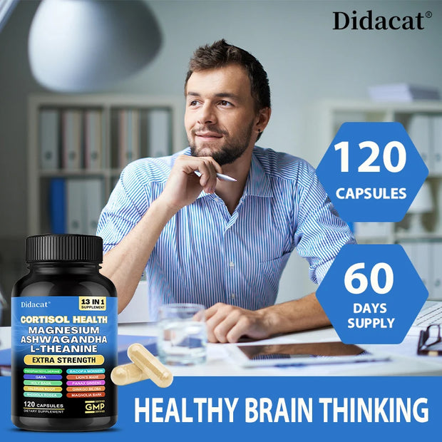 Didacat Cortisol Health Capsules for Stress Relief and Wellness - 120 Count
