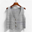 Knitted Button-Up Crop Vest – Stylish Casual Wear for Women | Multi-Color Options