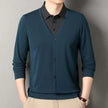 Men's Fake Two-Piece Polo Shirt – Long Sleeve Collar Knit Top Casual Fashion Sweater