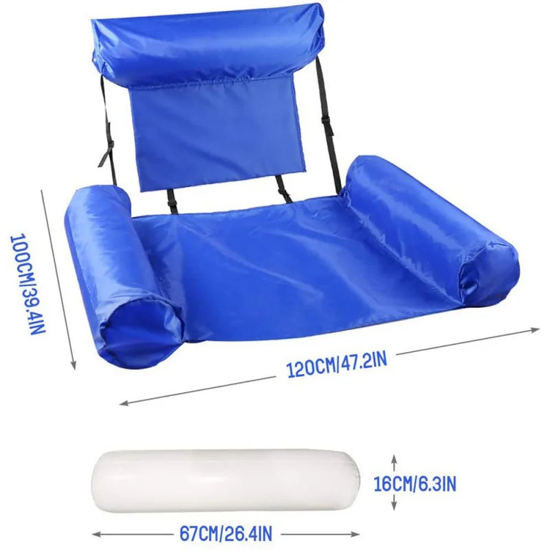 Inflatable Floating Pool Chair with Backrest – Multi-Color Adult Lounger