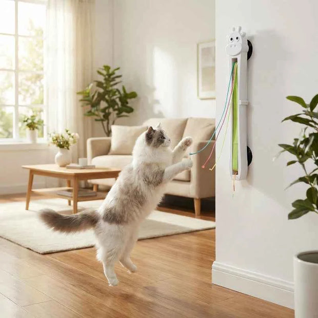 Fully Automatic Giraffe Cat Teasing Machine | Interactive Wall Mounted Rope Toy for Cats