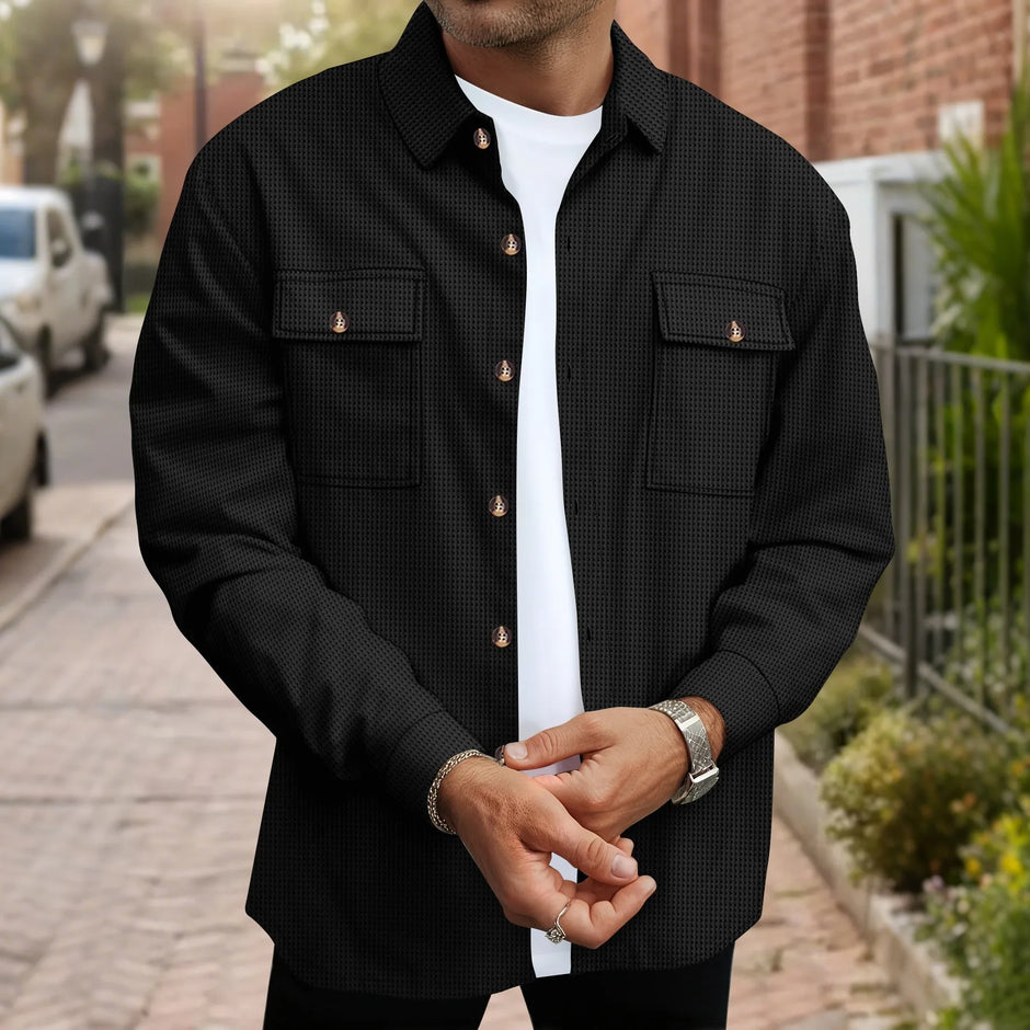 Button Front Shirt Jacket with Chest Pockets