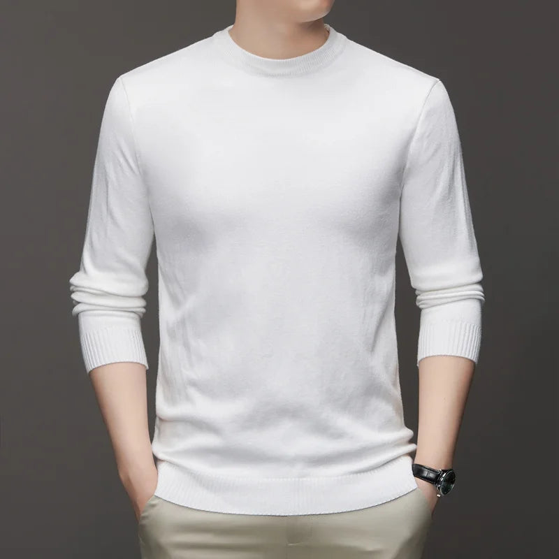 Men’s Classic Crewneck Knit Pullover Sweater – Long Sleeve Solid Color Casual Knitwear