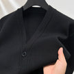 Men’s V-Neck Knit Cardigan – Solid Color Double Pocket Autumn Winter Sweater