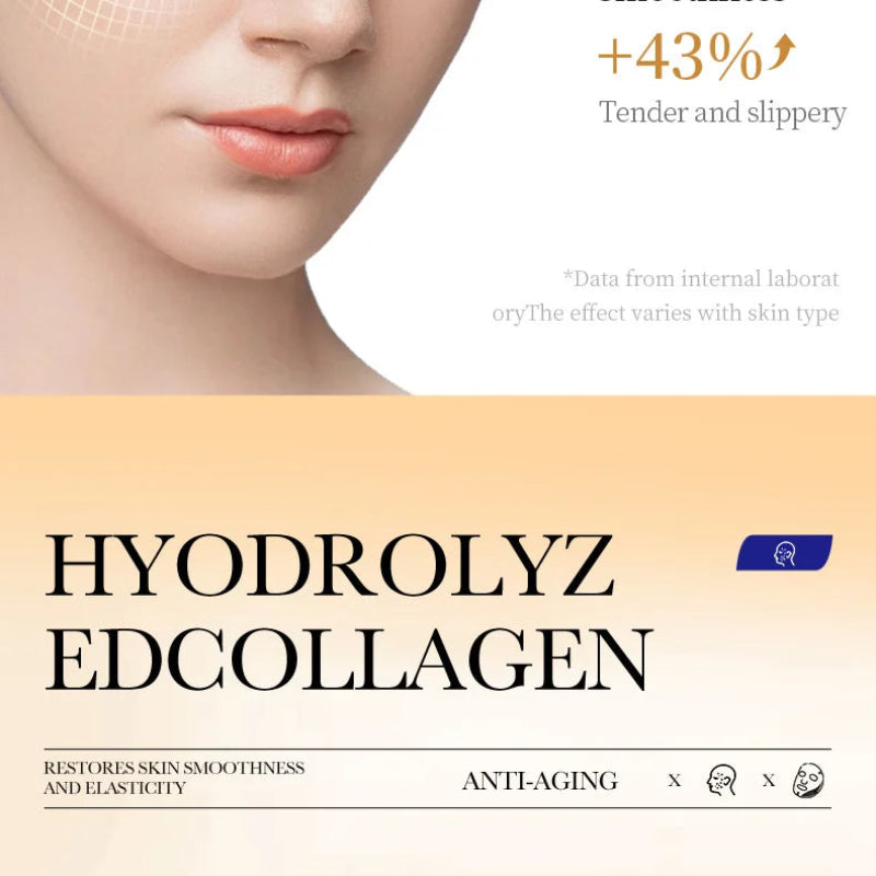 SADOER 10pcs Korean Collagen Facial Mask Anti Wrinkle Anti Aging Moisturizing Brightening Skin Care Mask
