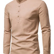 Men’s Long Sleeve Mandarin Collar Button Shirt with Multiple Color Options