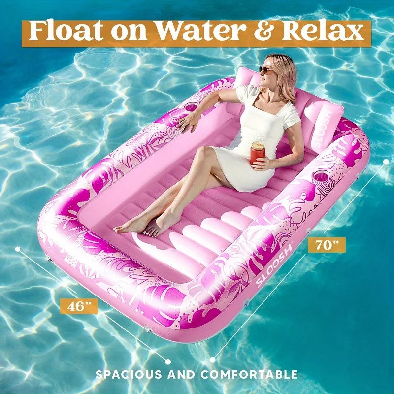 Inflatable Pool Lounger – Floating Water Chair with Backrest & Armrest | Multi-Color Adult Pool Float