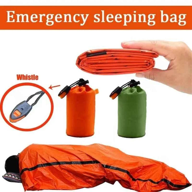 Emergency Sleeping Bag Mylar Blanket Waterproof Lightweight Survival Shelter for Camping & Hiking